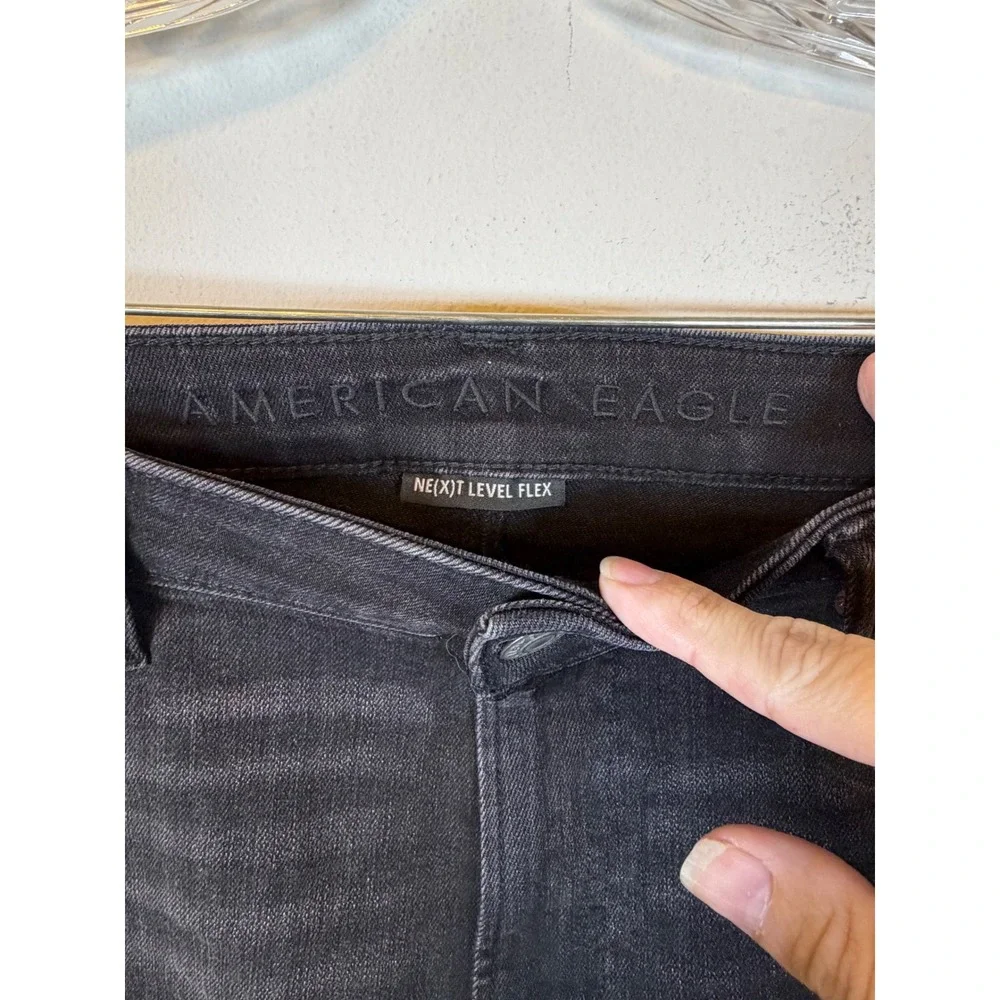 American Eagle Young Money Mens Jeans Ne(x)t Level Flex Distressed Black 35x31